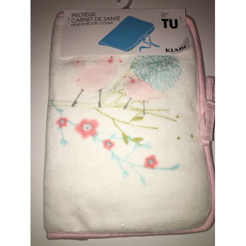 Protege Carnet De Sante Kiabi Blanc Et Rose Oiseaux Fleurs Branches Feuilles Arbre Cadeau Naissance Bebe Fille