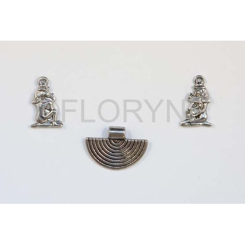 2 Breloques Charms Et 1 Pendentif Ethnique En Métal Argenté