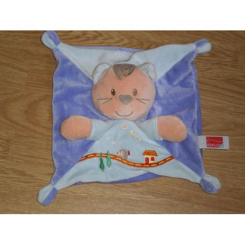 Doudou Plat Chat/Ours Bleu Influx Cora
