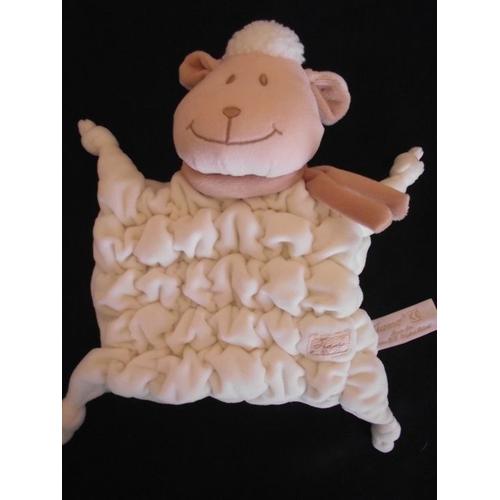 Doudou Plat Mouton Agneau Tiamo Ti Amo Beige/Crème /Écru Grelot Jouet Bebe Naissance Peluche Éveil Enfant  Blanket Comforter Soft Toys