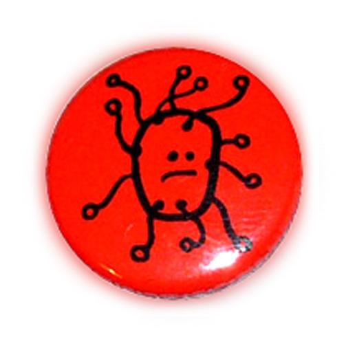 Badge Robot Tete Mutant Noir/Rouge Kawaii Freak Nerd Alien Geek Pins Button Ø25mm