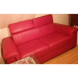 Canape Cuir Rouge Cuir Center 2 Places