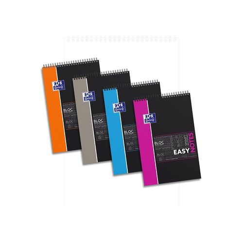 Oxford Lot De 10 Blocs Easy Note Etudiant Spiralé Polypro 160 P Lignée 21x31,5  Appli Sos Notes