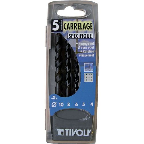 Coffret mèches carrelage Tivoly - 5 meches - Diamètre 4 à 8 mm