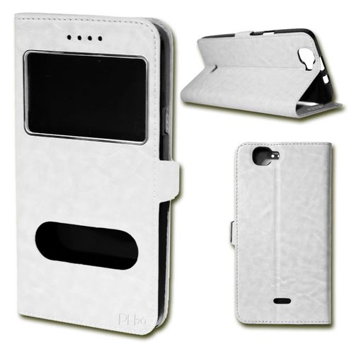 Etui Housse Coque Folio Blanc Pour Wiko Pulp 4g  By Ph26®