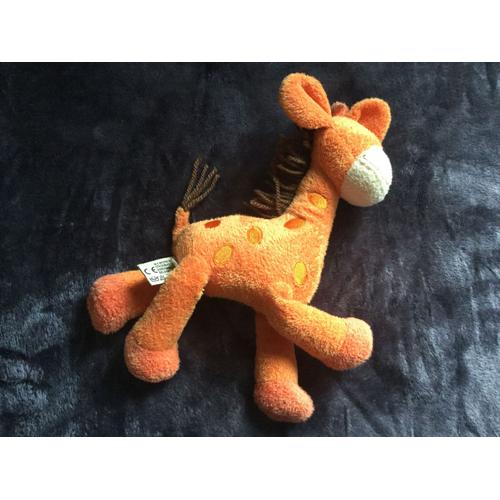 Girafe Peluche Nicotoy Orange Crinière Marron 