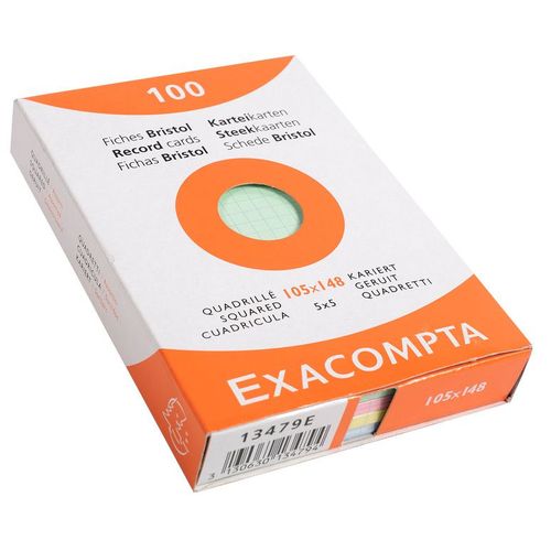 Exacompta Etui 100 Fiches Bristol 5x5 105x148 Mm Assorties