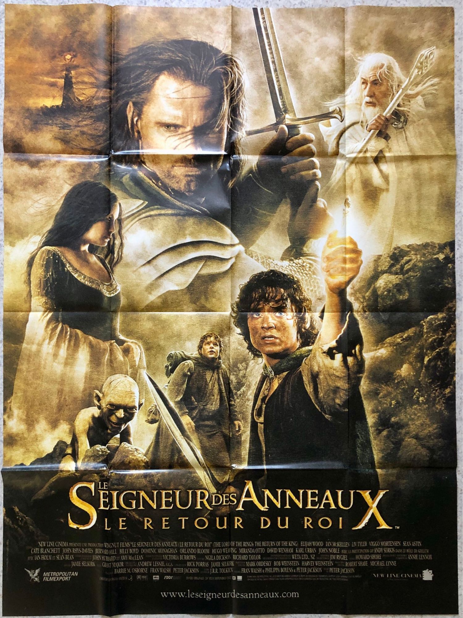 Affiche Originale De Cinéma - Le Seigneur Des Anneaux 3 : Le Retour Du Roi - 120x160cm - Pliée - De Peter Jackson Avec Elijah Wood, Viggo Mortensen - The Lord Of The Rings Tolkien 2003 - Uniqposters