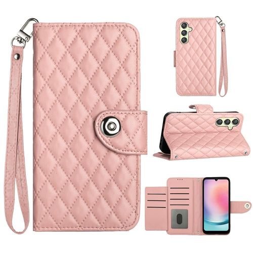 Étui Pour Samsung Galaxy A34 5g Portefeuille Couverture Titulaire De La Carte Protection Élégante Antichoc Bande De Poignet - Orange