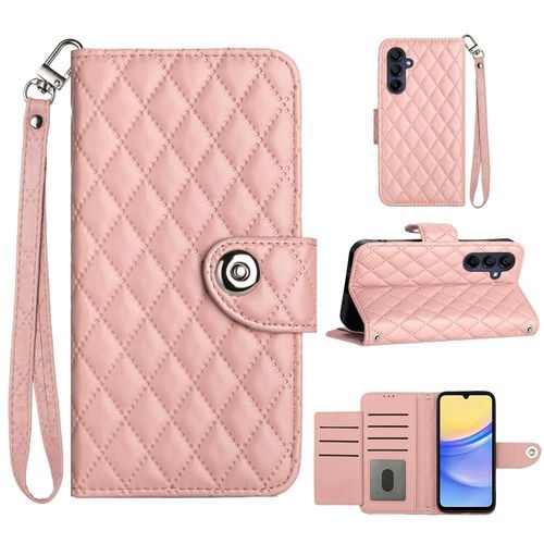 Étui Pour Samsung Galaxy A25 5g Protection Élégante Antichoc Titulaire De La Carte Bande De Poignet Portefeuille Couverture - Orange