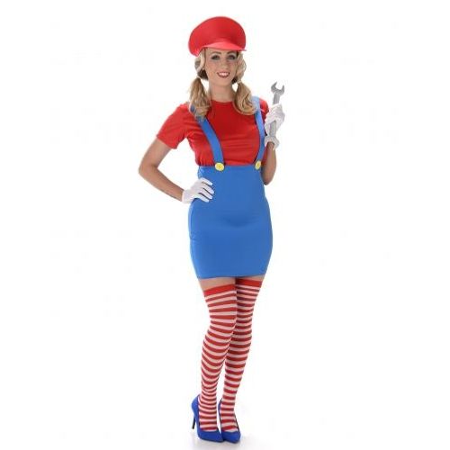Déguisement Plombier Rouge Femme, Taille Small