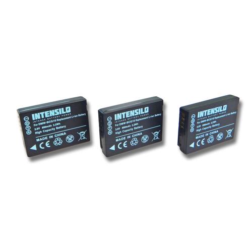 3x Batterie Li-Ion INTENSILO 890mAh (3.6V) pour appareil photo, caméscope Leica V-Lux 20, 30, 40. Remplace: DMW-BCG10, BP-DC7.