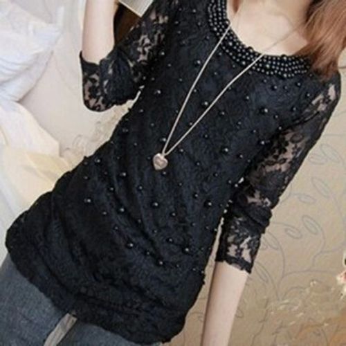 Top Noir Denhtelle Et Perles - T38