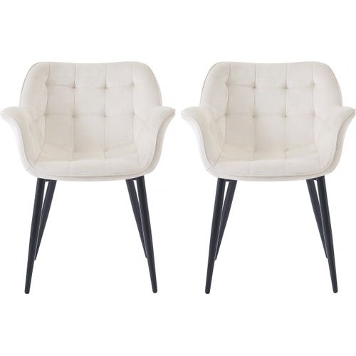 Lot De 2 Chaises De Salle À Manger En Velours "Salomé" - Beige