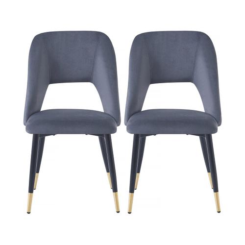 Lot De 2 Chaises En Velours "Coralie" - Gris