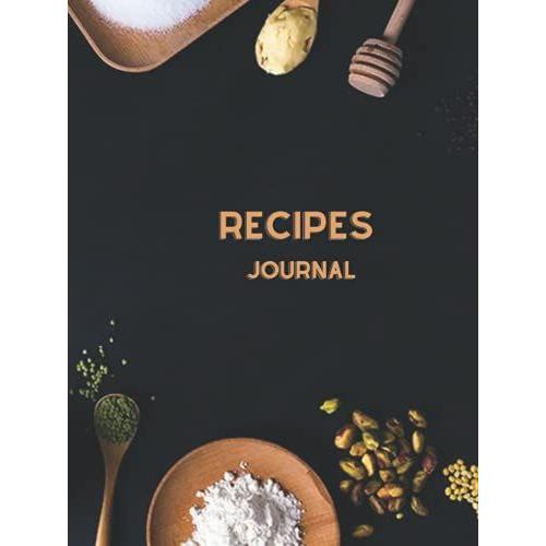 Recipes Journal: Large Blank Cookbook To Write In: Recipe Organizer Book: Storage For Your Own Favorite Recipes: 75 Blank Recipe, 2 Pages For Each Recipe: Size 8,25 X 11 Inches.