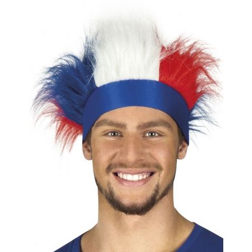 Bandeau Avec Cheveux Tricolore France Adulte,