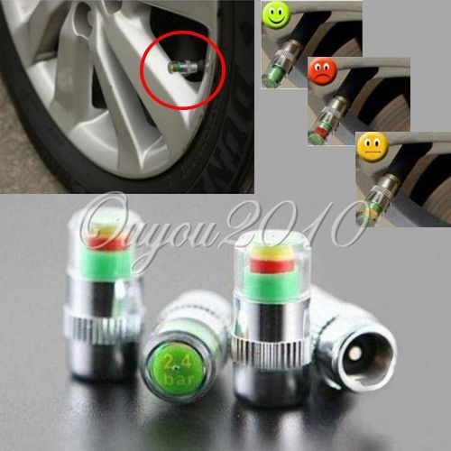 4x Bouchon De Valve A Indicateur De Pression 2,4 Bar Pour Voiture Moto Honda Suzuki Yamaha