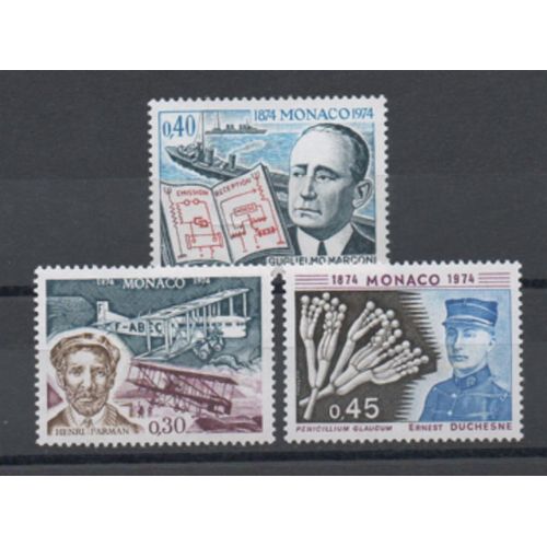 Monaco 1974: Série De 3 Timbres N° 959, 960 Et 961 Célébrant Les Centième Anniversaire De Personnages Célèbres.