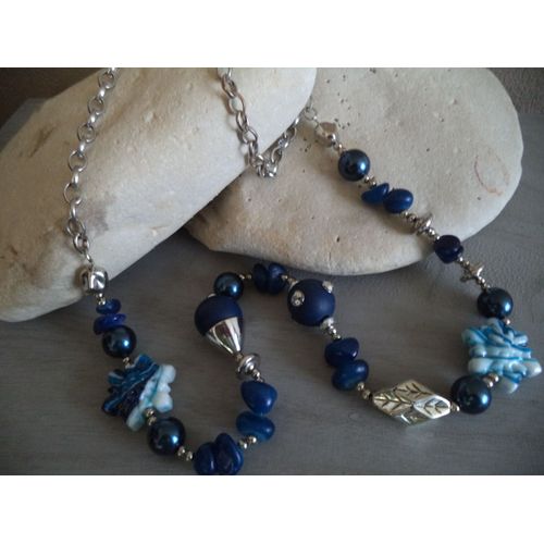 Collier Bleu A Voir Artisanal Neuf