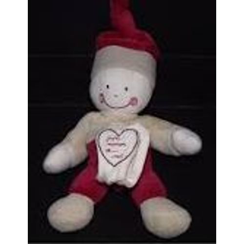 Doudou Sucre D'orge Lutin Poupee Garcon Bonnet Rouge Bordeaux Mouchoir Papa...