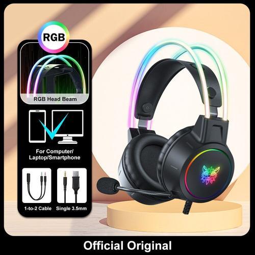 Black without Ear ONIKUMA-Casque supra-auriculaire X15 Pro, casque de jeu, écouteurs filaires à suppression, oreilles de chat rose, lumière RVB avec micro, PC, PS4 ""Nipseyteko""
