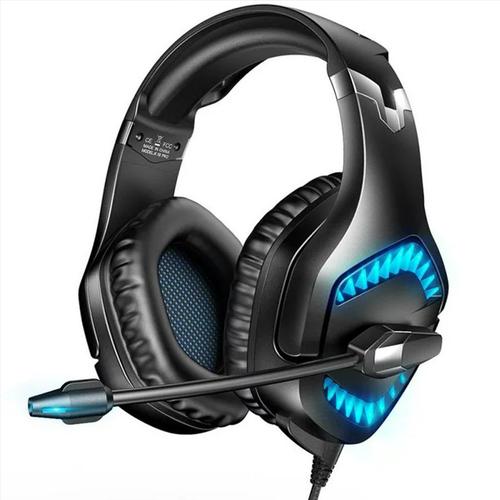 Black Blue Casque de jeu K1B PRO avec son stéréo et lumière LED, microphone antibruit, PS5, PS4, Xbox One Series X, S, PC, téléphone de sauna ""Nipseyteko""