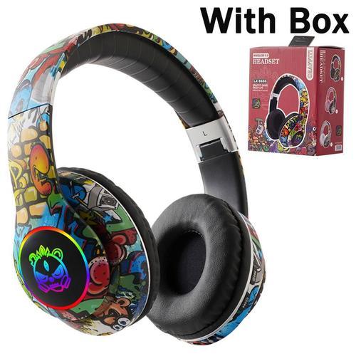 Black With Box Casque sans fil Bluetooth 5.1 DJ Gamer avec micro, lumière LED RVB, prise en charge de la carte TF, écouteurs pour enfants, TV, PC, PS4, PS5, casque de jeu ""Nipseyteko""