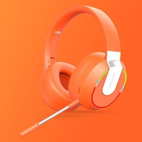 Orange Sauna-Ecouteurs sans fil bluetooth pour gamer, son surround, stéréo, USB, avec micro-téléphone, comparateur de couleur, lumière, PC portable, réception ""Nipseyteko""