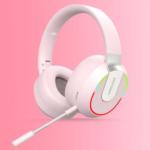 Pink Sauna-Ecouteurs sans fil bluetooth pour gamer, son surround, stéréo, USB, avec micro-téléphone, comparateur de couleur, lumière, PC portable, réception ""Nipseyteko""