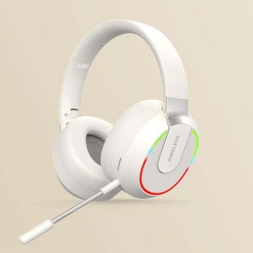 White Sauna-Ecouteurs sans fil bluetooth pour gamer, son surround, stéréo, USB, avec micro-téléphone, comparateur de couleur, lumière, PC portable, réception ""Nipseyteko""