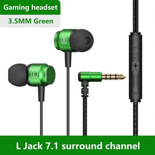 green EARDECO-Écouteur filaire en métal, casque filaire pour téléphone portable, écouteur de jeu PC, écouteur intra-auriculaire confortable, 3.5mm ""Nipseyteko""