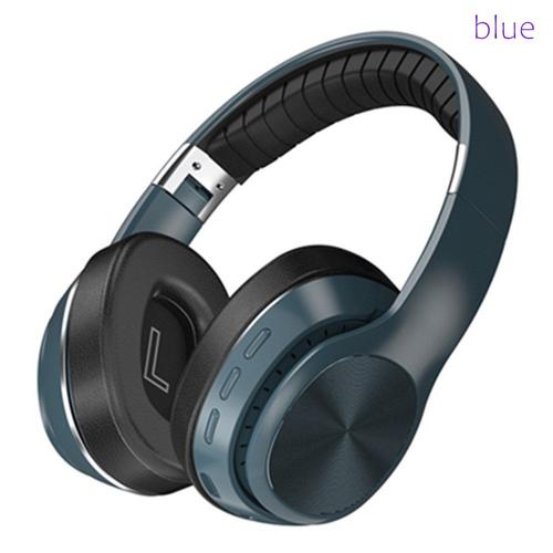 320-Blue Shoumi-Écouteurs sans fil Bluetooth 5.0, casque d'écoute stéréo pour PC, avec prise en charge du micro, carte TF FM ""Nipseyteko""