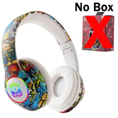 White No Box Casque sans fil Bluetooth 5.1 DJ Gamer avec micro, lumière LED RVB, prise en charge de la carte TF, écouteurs pour enfants, TV, PC, PS4, PS5, casque de jeu ""Nipseyteko""