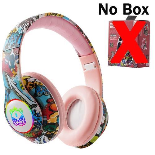Pink No Box Casque sans fil Bluetooth 5.1 DJ Gamer avec micro, lumière LED RVB, prise en charge de la carte TF, écouteurs pour enfants, TV, PC, PS4, PS5, casque de jeu ""Nipseyteko""