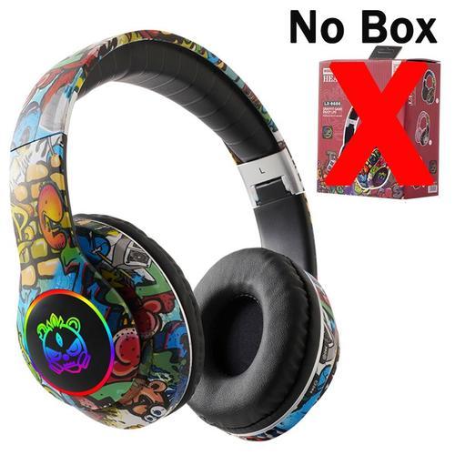 Black No Box Casque sans fil Bluetooth 5.1 DJ Gamer avec micro, lumière LED RVB, prise en charge de la carte TF, écouteurs pour enfants, TV, PC, PS4, PS5, casque de jeu ""Nipseyteko""