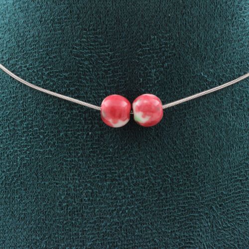 Collier 2 Perles Jaspe Vert Rouge 8 Mm. Chaine En Acier Inoxydable Collier Femmes, Hommes. Taille Personnalisable.