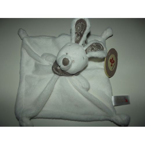 Doudou Plat Ours Ourson Nicotoy Simba Dickie Belgium S.A Blanc Marron Bandana  Poil Ras Court Jouet Bebe Naissance Enfant Comfort Blanket Comforter Soft Toy Peluche 