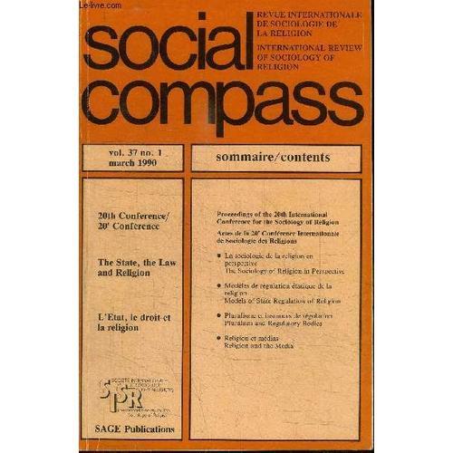Social Compass Volume 37 N°1 - L'etat, Le Droit Et La Religion, Actes De La 20e Conférence Internationale De Sociologie Des Religions, ...