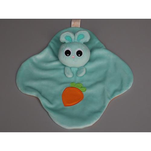 Doudou Lapin Plat Vert Carotte Orange Ouaps