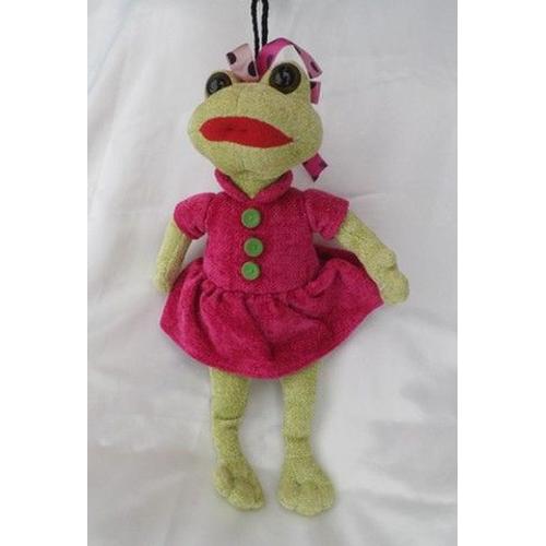 Doudou Peluche Grenouille Verte Robe Rose Enesco