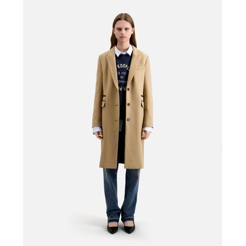 Manteau Long Camel En Mélange De Laine - 40