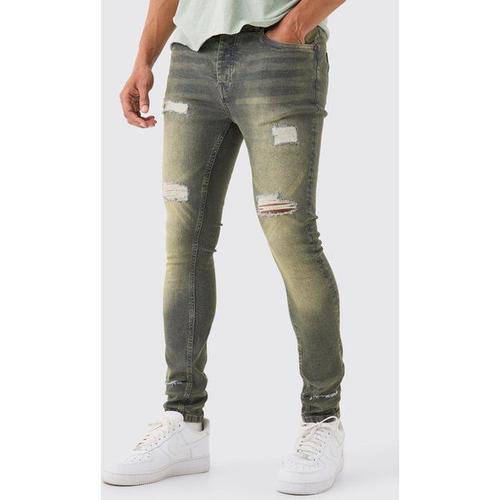 Super Skinny Stretch Ripped Jean In Antique Grey Homme - Gris - 36r, Gris