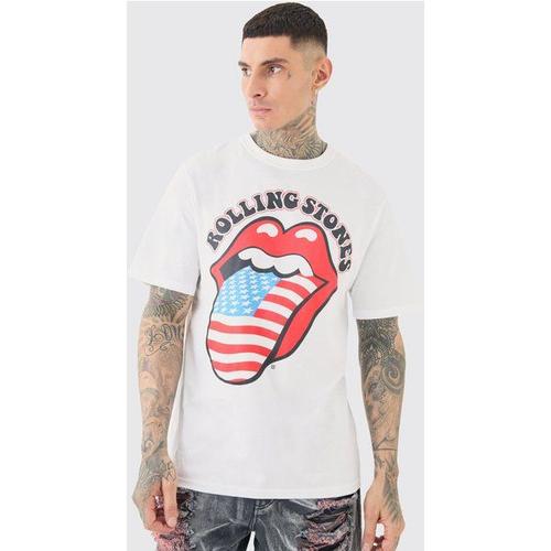 Tall Oversized Rolling Stones License T-Shirt White Homme - Blanc - M, Blanc