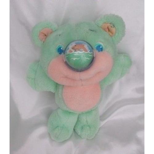 Doudou Peluche Ours Vert Et Rose Vintage Nez Plastique Dauphin 1987 Hasbro