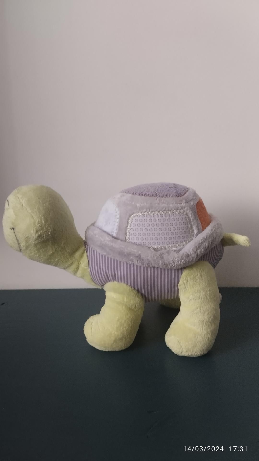 Doudou Tortue Verte Gris Mauve Rayé Yvan Noukie's