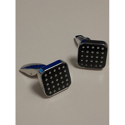 Boutons De Manchettes De Forme Carré Avec Angles Arrondis De Couleurs Argent Et Noire Pour Du Style ...