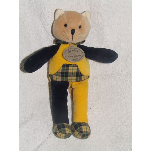 Chat Bleu Marine Jaune Doudou Et Compagnie 22 Cm