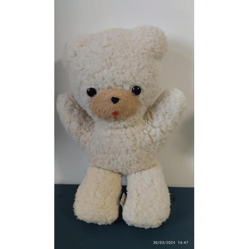 Vintage Peluche Ours Ancien Écru Made In France