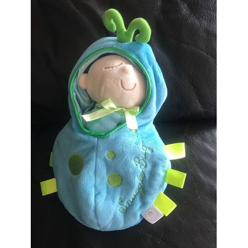 Doudou Peluche  Bébé Bleu Et Vert 25cm Swaddled Baby Boy Plush Toy Doll Snuggle Bug Pod Blue Manhattan Toy Taggy Cuddly
